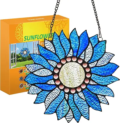 Buy Large Size Sunflower Stained Glass Window Hangings Suncatcher For Window • 64.22£