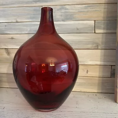 Buy IKEA Scandinavian, Tear Drop Shape Ruby Red Handblown Vase • 6£