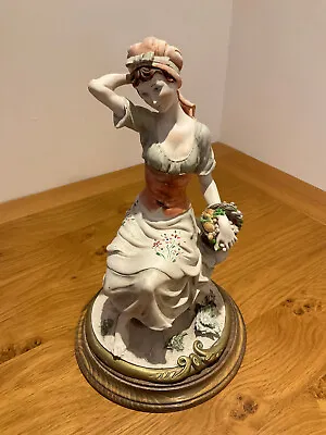 Buy In The Style Of Capodimonte Large Heavy Vintage 12  Figurine Of Girl With Basket • 30£
