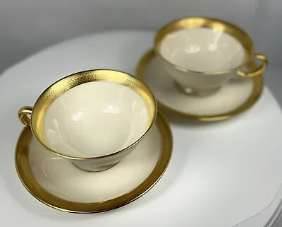 Buy Lenox China Lowell P67 Gold Backstamp 2 Cups And Saucers Set, Total 4 Pieces EUC • 22.08£