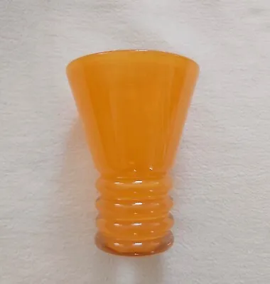 Buy Vintage Glass Vase 1970s? Orange Unmarked Small Size Excellent Condition • 45£