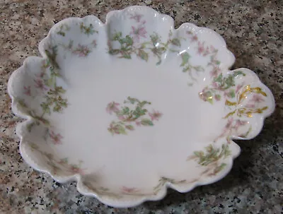 Buy Haviland & Co. Limoges France Leaf Shaped Shallow Bowl Dish Pink & Green Floral • 7.54£