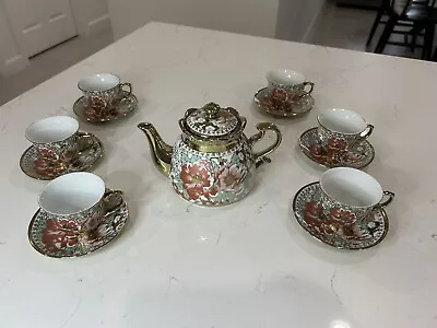 Buy Tea Pot Set Vintage Gold Floral Porcelain European Bone China • 131.37£