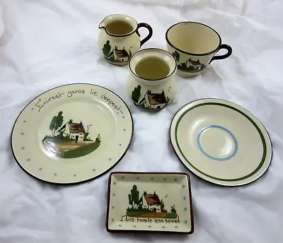 Buy Vintage Babbacombe Pottery Devon Motto Ware Cream Jug, Bowl, Cup, Saucer, Plate • 12.99£