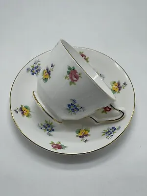 Buy Staffordshire Crown Teacup & Saucer Flowers Fine Bone China England Floral 1801 • 9.26£