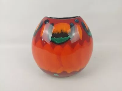 Buy Poole Pottery Purse Vase 18cm Tall Volcano Orange Red Hi Gloss Signed SW S234 • 70£