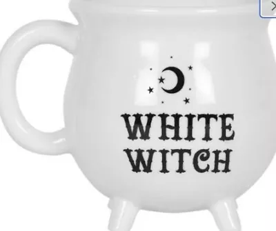 Buy White Witch White Cauldron China Mug, Witches Or Wicca, Pagan Mug, Boxed • 10.99£