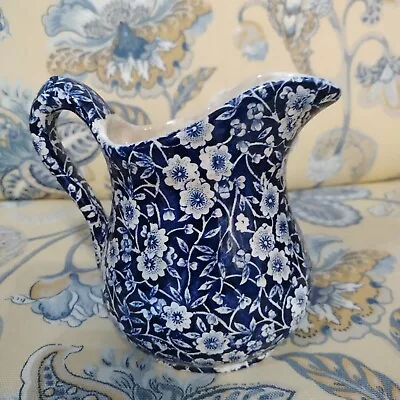 Buy Crownford China Staffordshire Blue & White Calico Small Pitcher • 14.22£