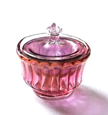 Buy Dolls House Miniatures: Cranberry Glass Lidded Bowl, 1:12 Scale • 7.95£
