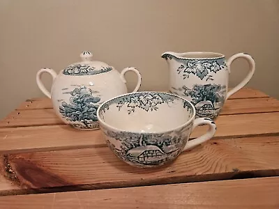 Buy Vtg Crown Clarence Staffordshire Byron England Cream And Sugar Set With Tea Cup • 28.46£