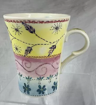 Buy Royal Grafton Tams Fine Bone China Half Pint Mug Used Yellow Pink Blue Drink Tea • 15£