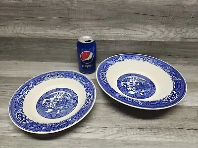 Buy 2 Vintage Blue Willow Ware Royal China Vegetable Serving Bowls 8-1/2  And 10  • 22.68£