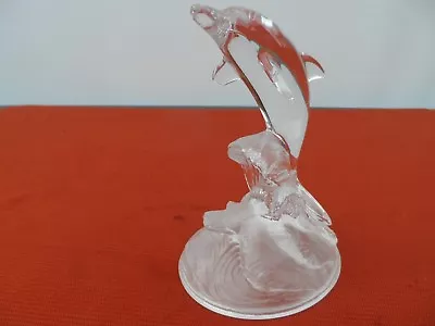 Buy Lead Crystal Dolphin Leaping From The Waves  With Frosted Base. • 8£