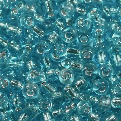 Buy 4mm 6/0 LIGHT BLUE Silver-Lined Glass Seed Beads - Approx. 700 Beads 50g Pack • 2.48£
