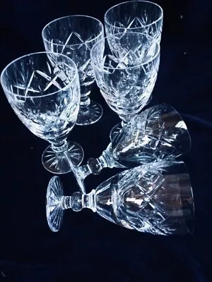 Buy Set Of 6 Vintage Lovely Deep Cut Glass Crystal Drinking Glasses ,10.5cm Tall,g/c • 11.50£