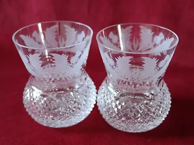 Buy Edinburgh Crystal Thistle Pattern - Pair Of Whisky Glasses - Signed • 160£