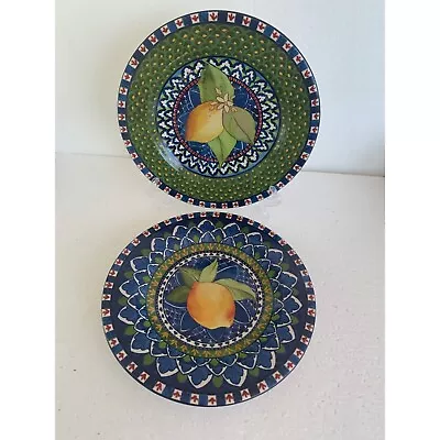 Buy 2 William Sonoma Salad Plates Sicily 9” #11316194 Stoneware Italy • 37.56£