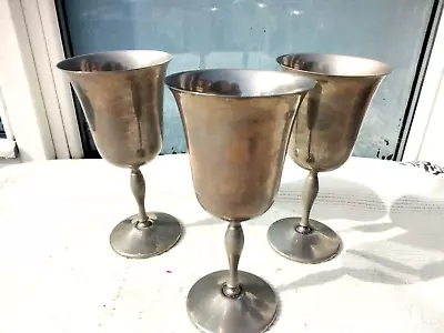 Buy 3 Large Vintage Silver Plated Italian Wine Glasses Wine Goblets • 19£