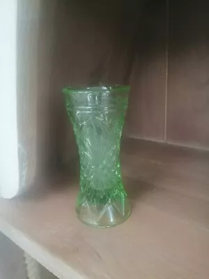 Buy Vintage Pressed Green Glass Posy Vase • 3£