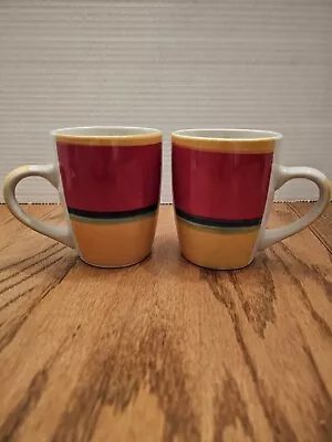 Buy  Royal Norfolk MAMBO (2) 12oz 4.25  Coffee Mugs Stoneware Red Green Yellow • 18.01£