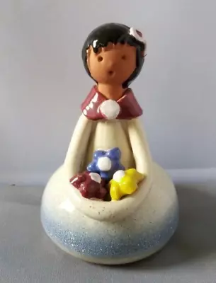 Buy Swedish ? Style Pottery Figure Of A Girl With A Posy Flowers, Handmade & Painted • 12£