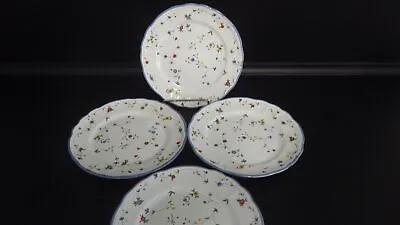 Buy Noritake Epoch Oakbrook Blue Rim Scalloped Floral Salad Plates Set Of 4 • 31.29£
