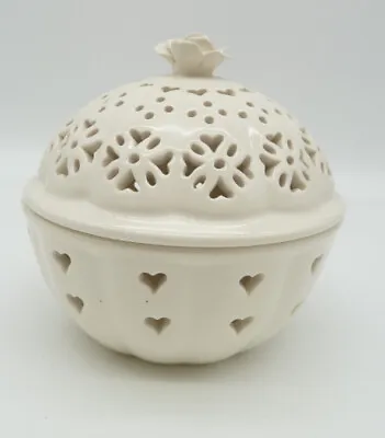Buy Authentic Leeds & Royal Cream Ware Pot Pouri Ornament Approx Size D4  H4  Gc • 4.99£