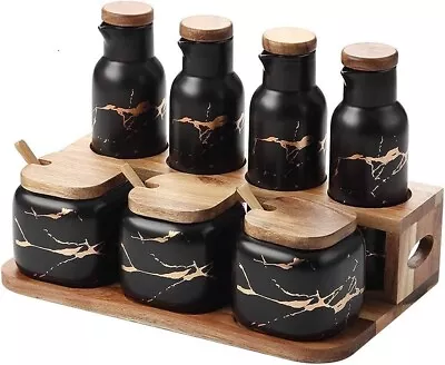 Buy Ceramic Oil & Vinegar Dispenser Bottle And 3pcs Spices Set • 45£