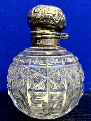 Buy Vintage Cut Glass Scent Bottle 3.5  High Birmingham Silver • 9.99£
