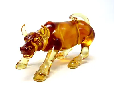 Buy Superb Eye Catching Art Glass French Amber Bull Sculpture Daum Lalique Style • 35£