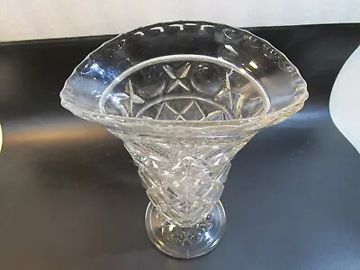 Buy Vintage Heavy Large  Moulded Glass Flower Vase • 12.97£