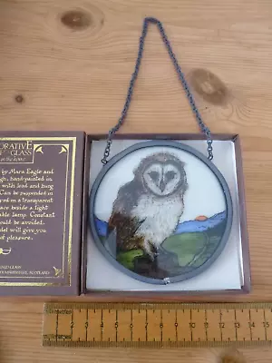 Buy Owl Decorative Stained Glass Hanging Roundel By Mara Eagle & Drew Landsborough • 20£