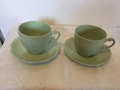 Buy 2 X Johnson Brothers Greendawn Green Tea Cups & Saucers Utility Ware • 5.99£