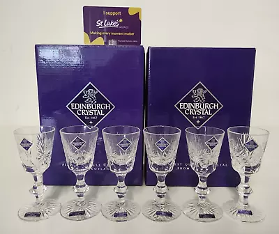 Buy Edinburgh Crystal Star Of Edinburgh Liqueur Glasses X6 202003 Boxed • 40£