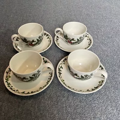 Buy Portmeirion Holly And Ivy Tea Cups And Saucers X 4 VGC • 35£