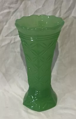 Buy Art Deco Pressed Glass Vase Depression Opaque Green • 14.99£