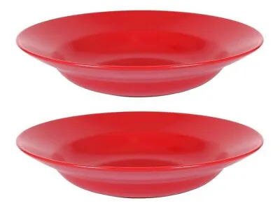Buy Large Pasta Bowls Dinner Plates Stoneware Red 29cm -set Of 2- • 12.50£