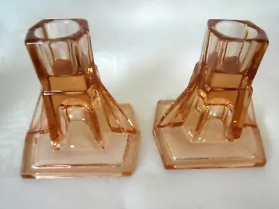 Buy Art Deco Glass Rocket Design Candle Holders + Satin Glass Vase • 10£