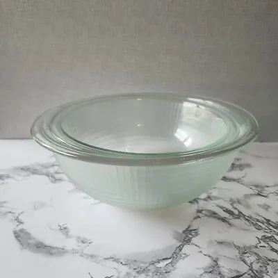 Buy PYREX Basketweave Pattern Clear Glass Bowls - Set Of 2 Nesting - Vintage • 33.76£
