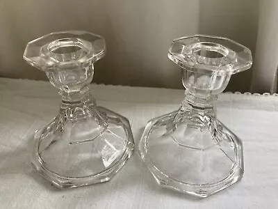 Buy Pair Of Vintage Glass Candlestick • 9.99£