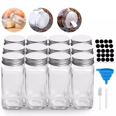 Buy 12/24x Glass Spice Jars Airtight With Lids Storage Bottles Containers Pots • 8.99£