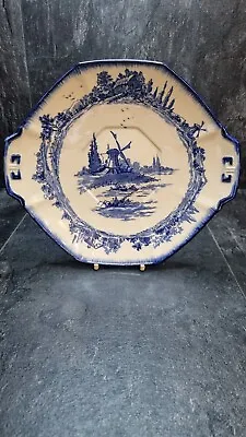 Buy Antique Royal Doulton Norfolk Blue & White Octagonal Cake Serving Plate • 12£