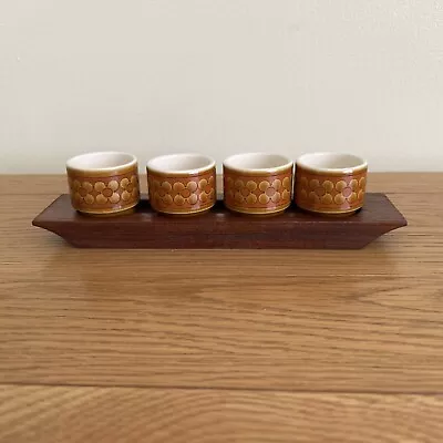Buy Vintage Hornsea Saffron Pottery Egg Cups X 4 On Wooden Stand 70’s Excellent • 20£