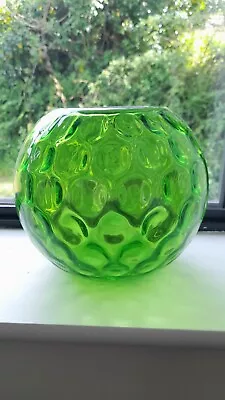 Buy VINTAGE BORSKE SKLO Czech? Green Glass Globe Vase 20cm High Vgc • 22.99£