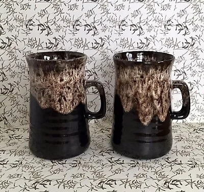 Buy Two Vintage Retro Studio Pottery 1970s/80s Mugs. 4.25 Ins Tall. Lovely Design. • 5.99£