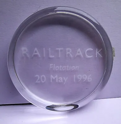 Buy Dartington Clear Glass Paperweight,'railtrack Flotation 1996' • 4.95£