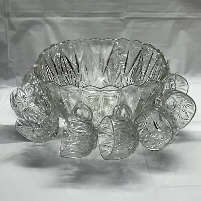 Buy Williamsport Vintage CRYSTAL CUT GLASS Punch Bowl 24 Pc Set Flawless, Versatile￼ • 94.83£