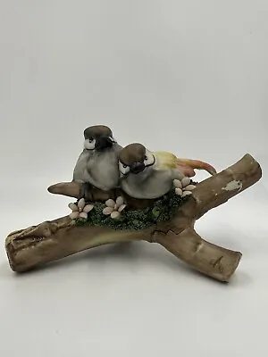 Buy Capodimonte Chickadees Figurine Bunting Birds Flowers Italian Art Porcelain • 56.94£