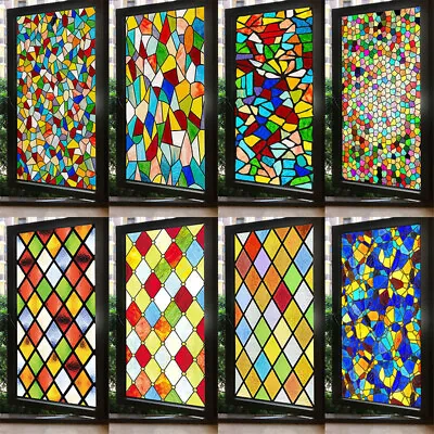 Buy 3D Static Cling Window Film Privacy Frosted Stained Glass Sticker Home Decor • 6.67£