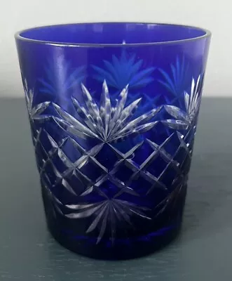 Buy Cobalt Cut To Clear Crystal DOF Whiskey Glass • 34.15£